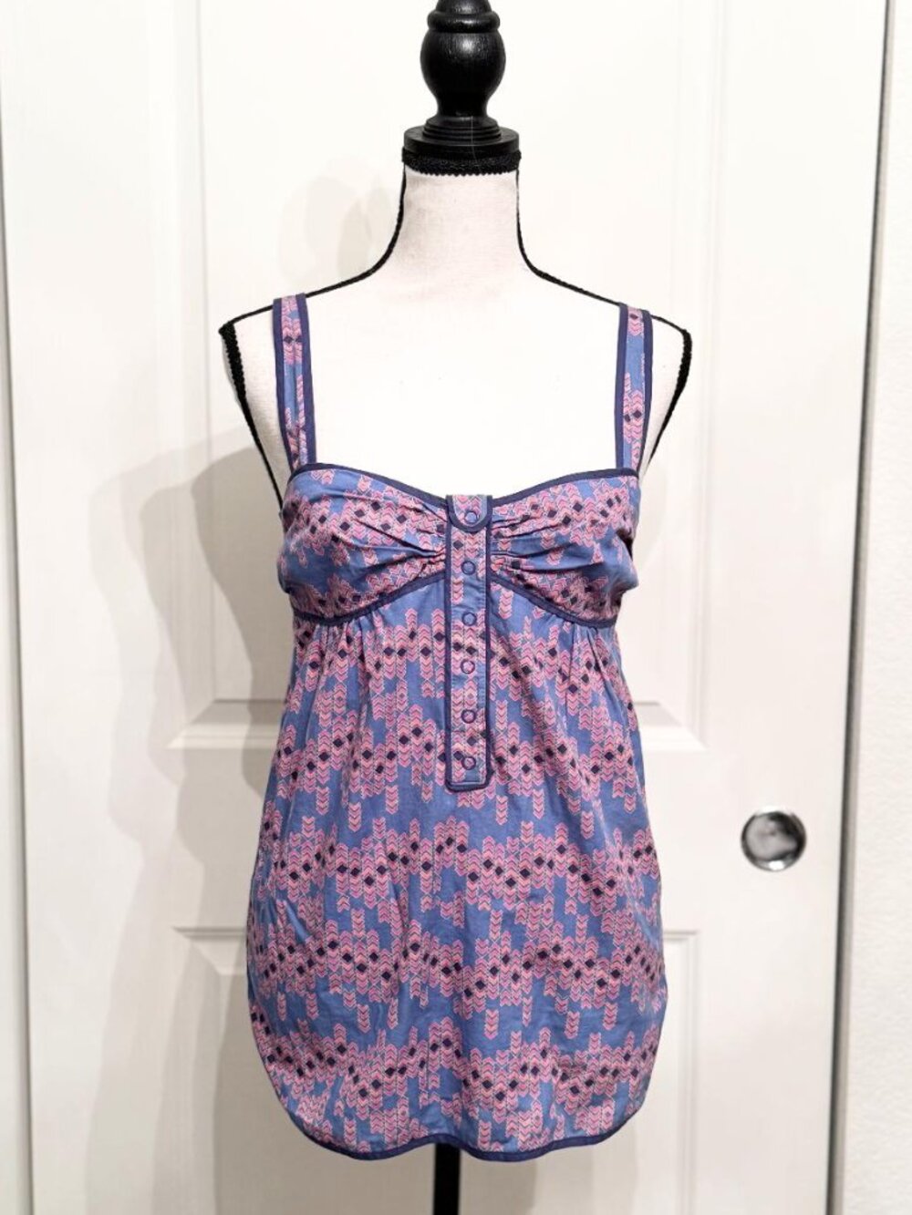 Kimchi Blue Blue Purple Pink Babydoll Tank Top Blouse Removable Straps, Size S